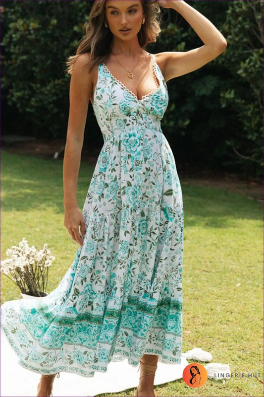 Floral Maxi Dress with Boho Charm - Garden Party Ready - s / Multi - Dresses - Lingerie Hut - A-line • Casual • Cotton