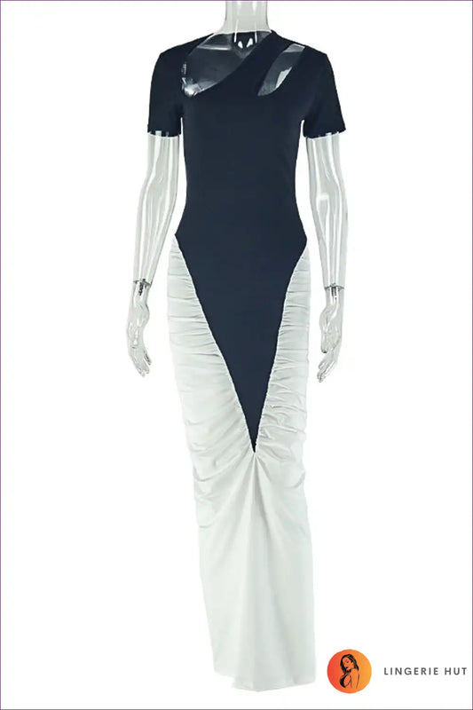 Maxi Dress with Colour Block Design - Modern Elegance for All Season, Bodycon, Cutout, Dress, Evening Wear