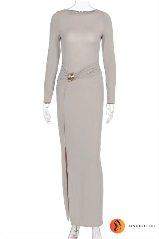 Maxi Dress with Draped Waist - Effortless Elegance - s / Gray - Bodysuit - Lingerie Hut - A-line • All Season • Casual