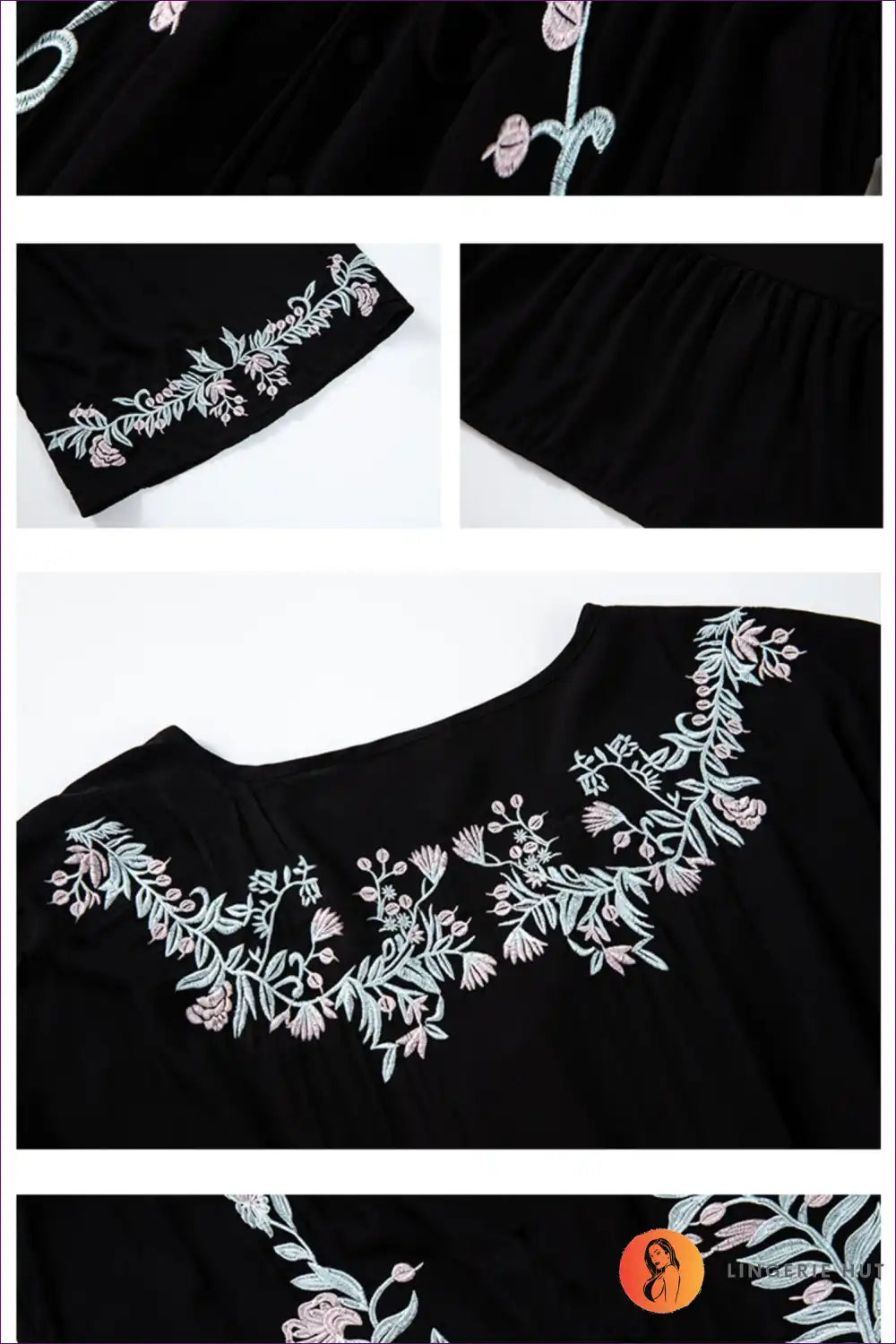 Maxi Dress with Embroidered Florals - Bohemian Wanderlust for A-line, All Season, Boho, Casual, Cutout