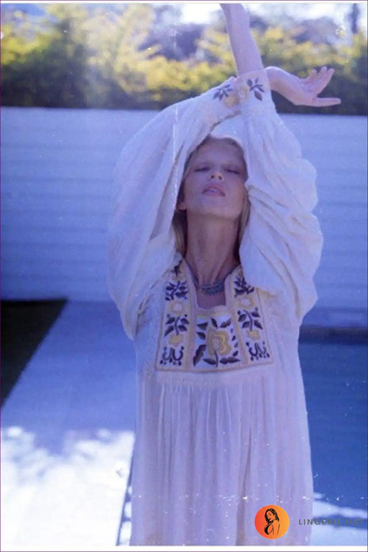 Maxi Dress with Heavy Embroidery - Cultural Elegance for All Season, Boho, Dress, Evening Wear, Formal Wear