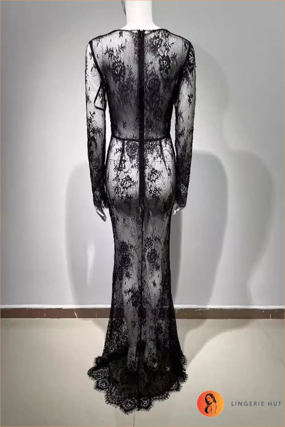 Maxi Dress with Lace Sleeves - Evening Sophistication - Dresses - Clothing • Floral • Glamour • Lace - Lingerie Hut