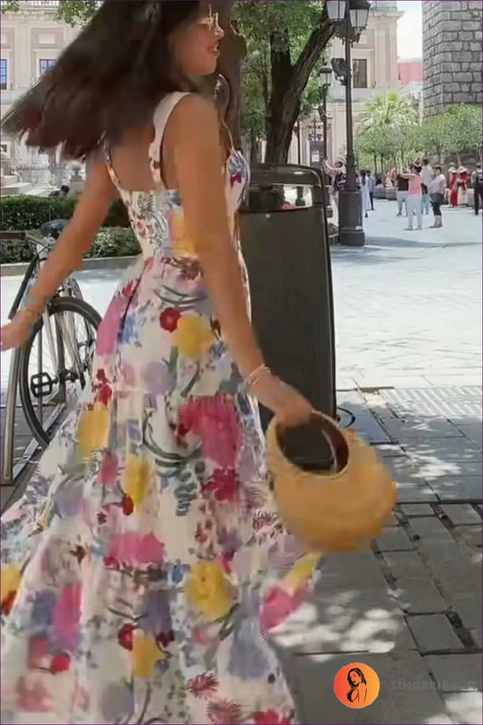 Maxi Floral Dress with Sweetheart Neckline - the one They’ll Ask About - Dresses - Lingerie Hut - A-line • Boho