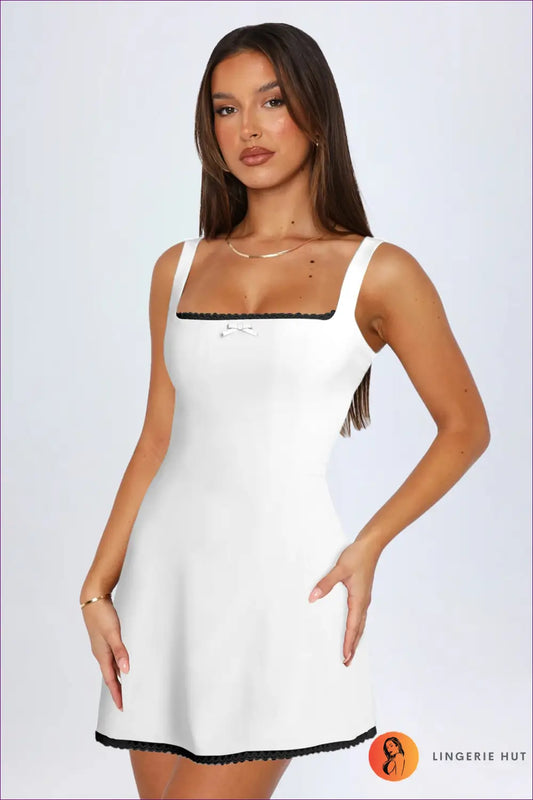 Lace Trim Mini Dress - s / White - Boho • Casual • Clothing • Elegant - Lingerie Hut