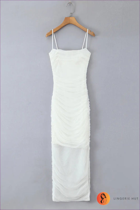 Ruched Maxi Dress - Understated Glamour for Evening Events - s / White - Dresses - Lingerie Hut - All Season • Backless