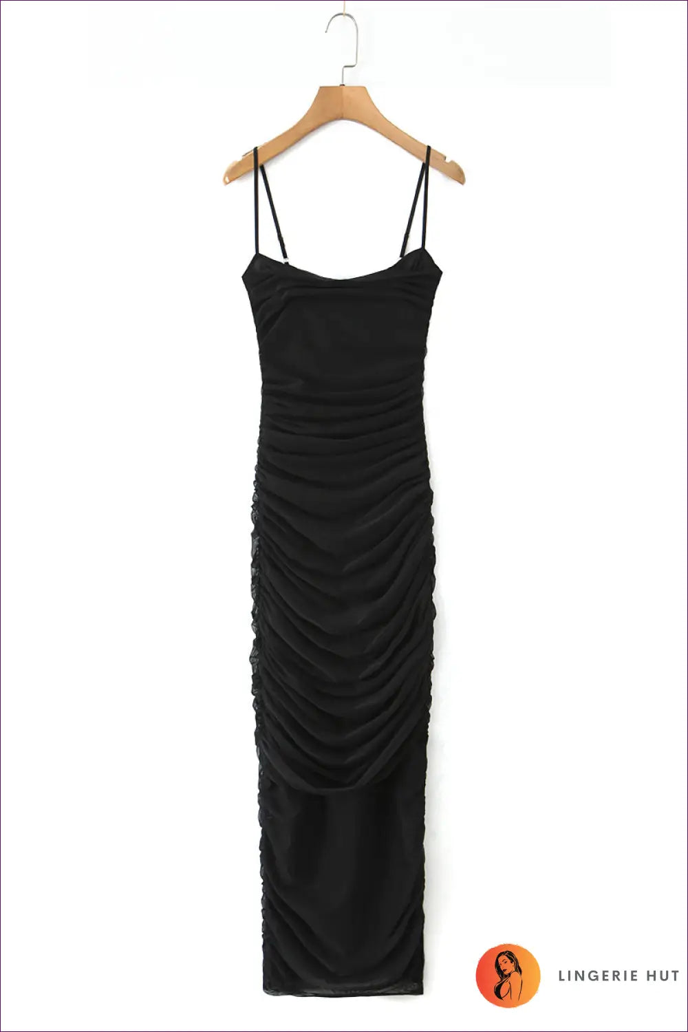 Ruched Maxi Dress - Understated Glamour for Evening Events - s / Black - Dresses - Clothing • Date Night • Mesh