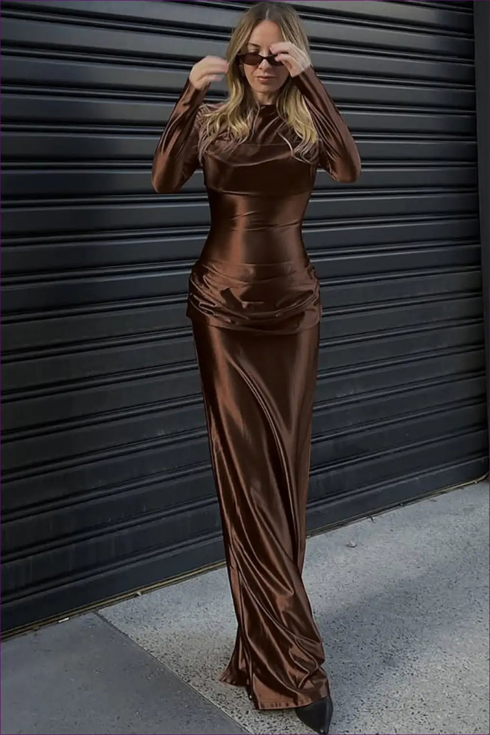 Maxi Dress with Ruched Waist - Effortless Evening Poise - Dresses - Lingerie Hut - Autumn • Bodycon • Evening Wear