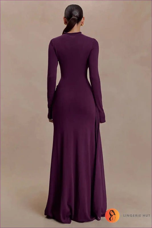 Maxi Dress with Ruched Waistband - Sculptural Autumn Elegance for A-line, Autumn, Dress, Dresses, Evening Wear