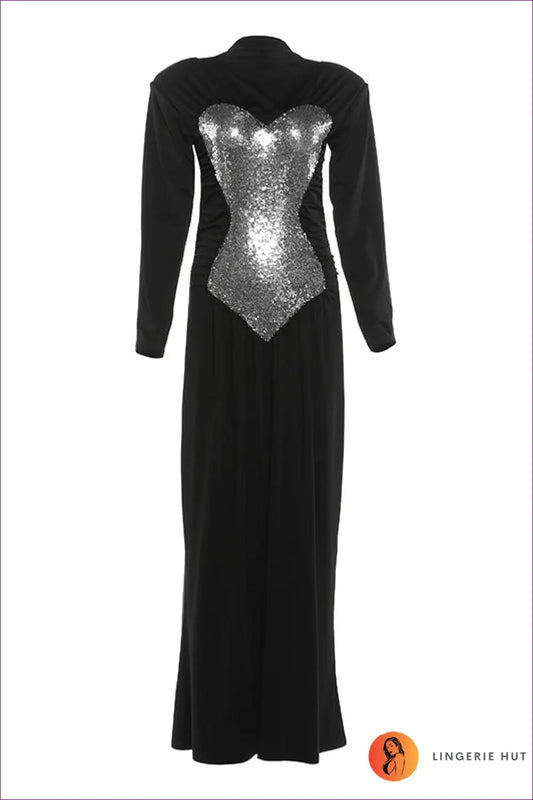 Sequin Maxi Dress with High Neck - Understated Glamour - s / Black - Dresses - Lingerie Hut - All Season • Evening Wear