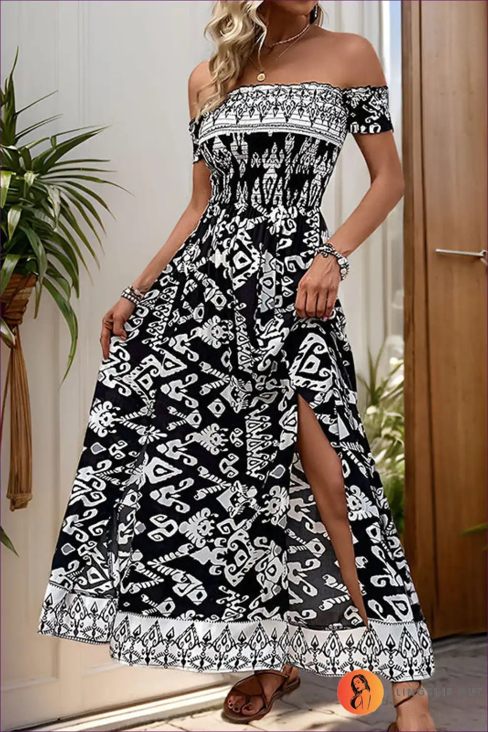 Maxi Dress with Off-shoulder Detail - Bohemian Romance for A-line, Boho, Casual, Chiffon, Cutout