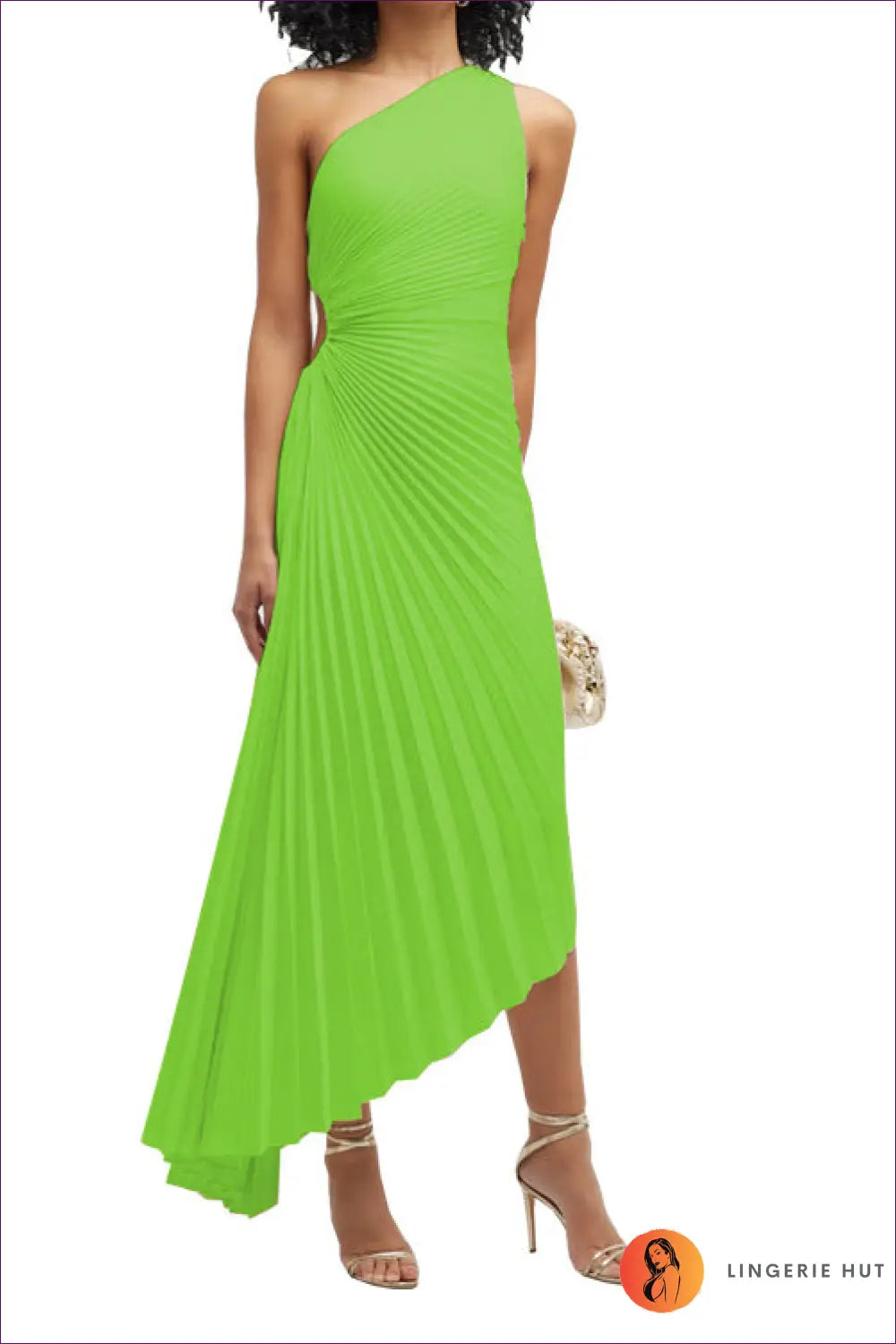 One Shoulder Maxi Dress - Understated Glamour - Xs / Green - Dresses - Lingerie Hut - A-line • Backless • Cutout