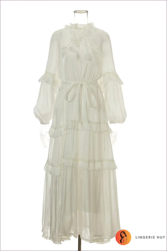 Maxi Dress with Tiered Ruffles - Bohemian Romance - m / White - Dresses - Lingerie Hut - A-line • Boho • Everyday