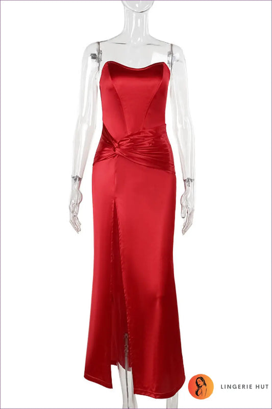Maxi Dress with Twisted Waist Detail - Evening Drama - s / Red - Dresses - Lingerie Hut - Backless • Cutout • Evening