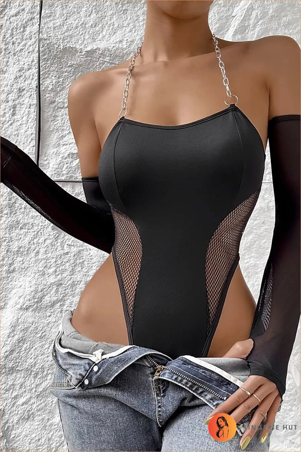Mesh Cut out Bodysuit - Worth a Second Look - Backless • Boudoir • Clubwear • Cutout - Lingerie Hut