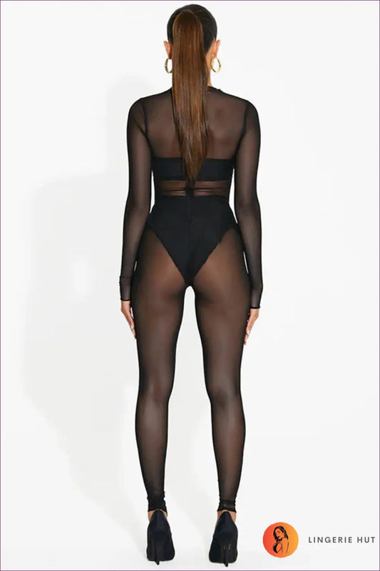 Mesh Lace Jumpsuit - Evening Glamour Sheer Confidence - Jumpsuits & Rompers - Lingerie Hut - Autumn • Boudoir