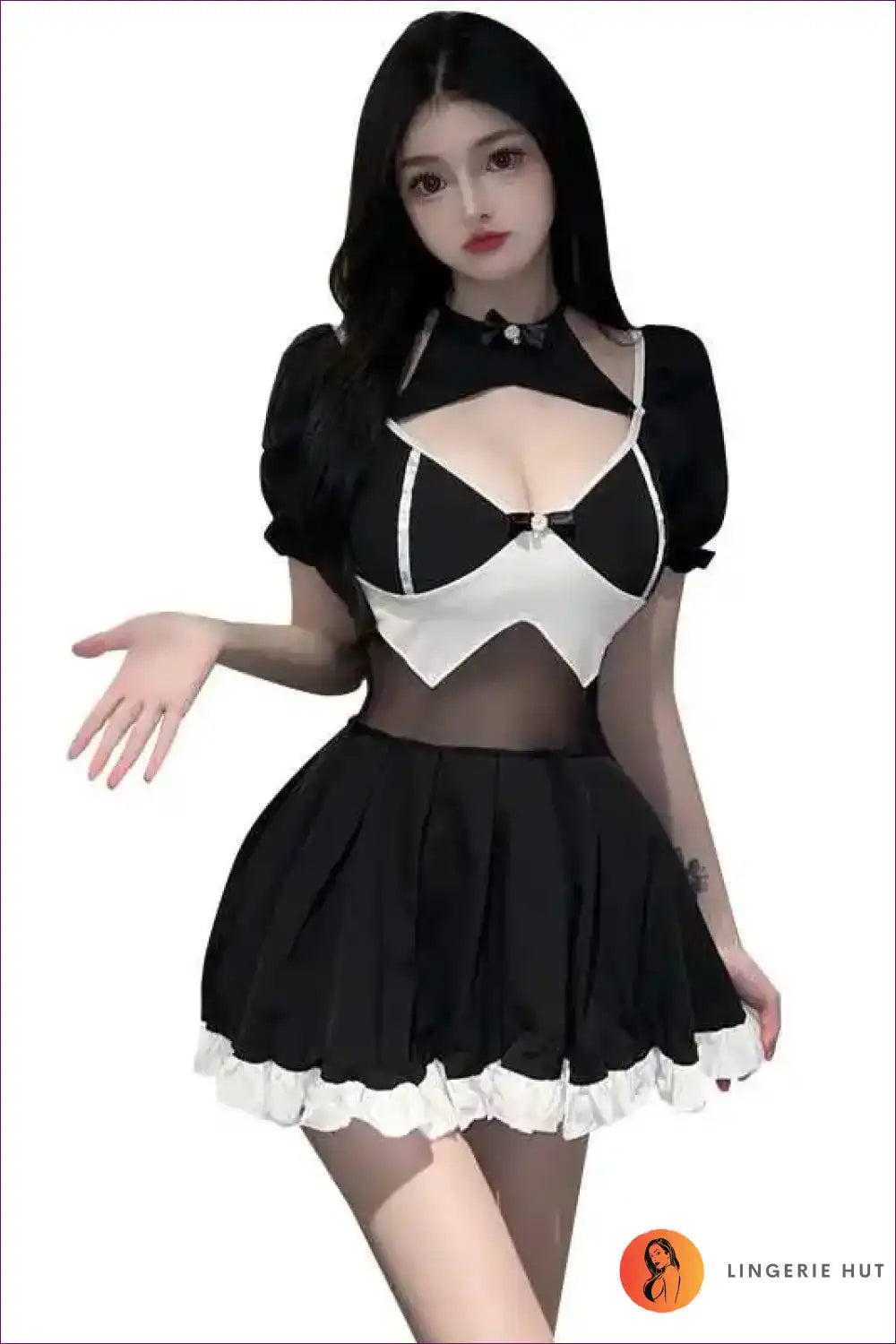 Mesh Maid Cosplay Dress - Club-ready Statement Nightgown for Clubwear, Costume, just In, Maid,