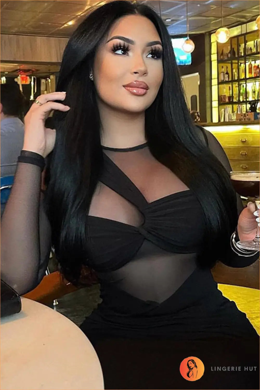 Mesh Panel Bodycon Midi Dress - Understated Glamour - Dresses - All Season • Bodycon Midi Dress • Date Night • Lingerie