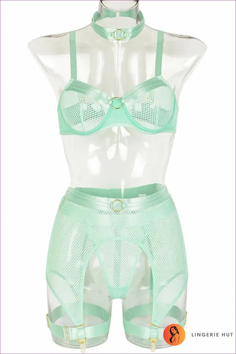 Indulge In The Allure Of This Mesh Sheer Ring Detail Bra Set - a Dreamy Fusion Flirty And Captivating! Flaunt