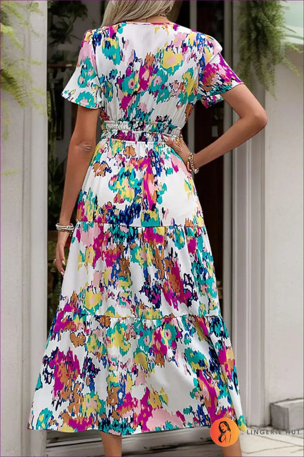 Midi Dress with Abstract Print - Artistic Expression for A-line, Casual, Dress, Everyday, Formal Wear