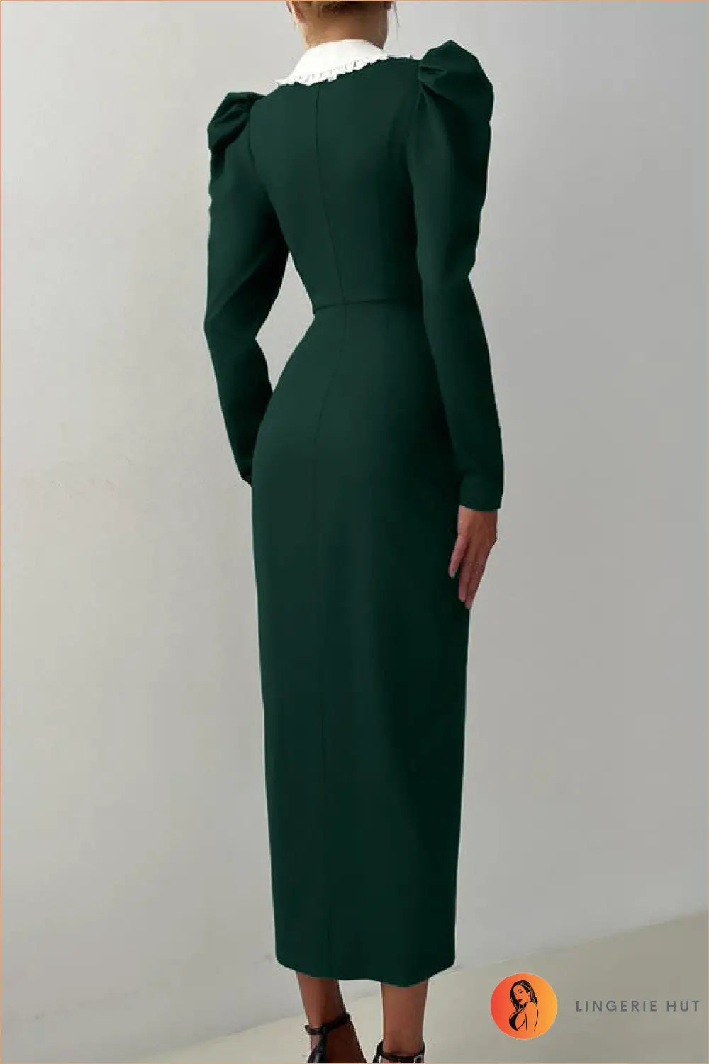 Contrast Collar Midi Dress - Quiet Confidence - Dresses - All Season • Button Front • Casual • Everyday - Lingerie Hut
