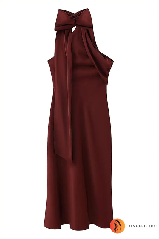Midi Dress with Draped Scarf Detail - Artistic Elegance - Dresses - Asymmetric • Autumn • Evening Wear • Formal