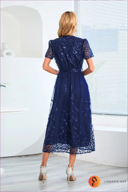 Embroidered Mesh Midi Dress - Effortless Daytime Elegance - Dresses - Lingerie Hut - A-line • Boho • Casual • Floral