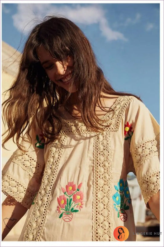 Embroidered Midi Dress - Effortless Day-to-night Elegance - Dresses - Lingerie Hut - A-line • All Season • Autumn