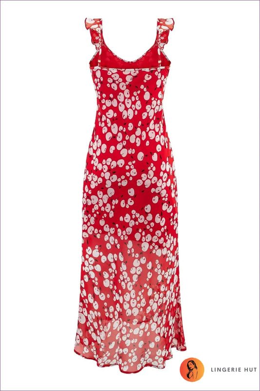 Midi Dress with Floral Print - Romantic Daytime Escape - Dresses - Lingerie Hut - A-line • Boho • Casual • Everyday