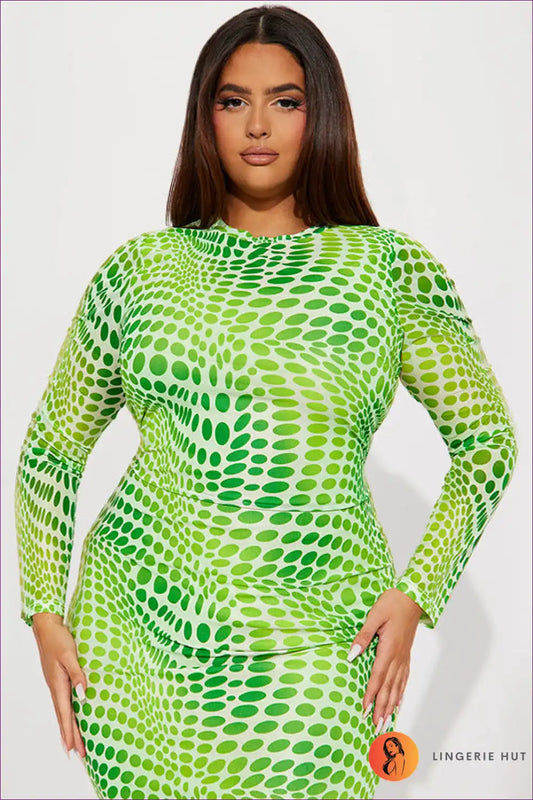 Midi Dress with Optical Print - Contemporary Edge for All Season, Bodycon, Dress, Everyday, Glamour