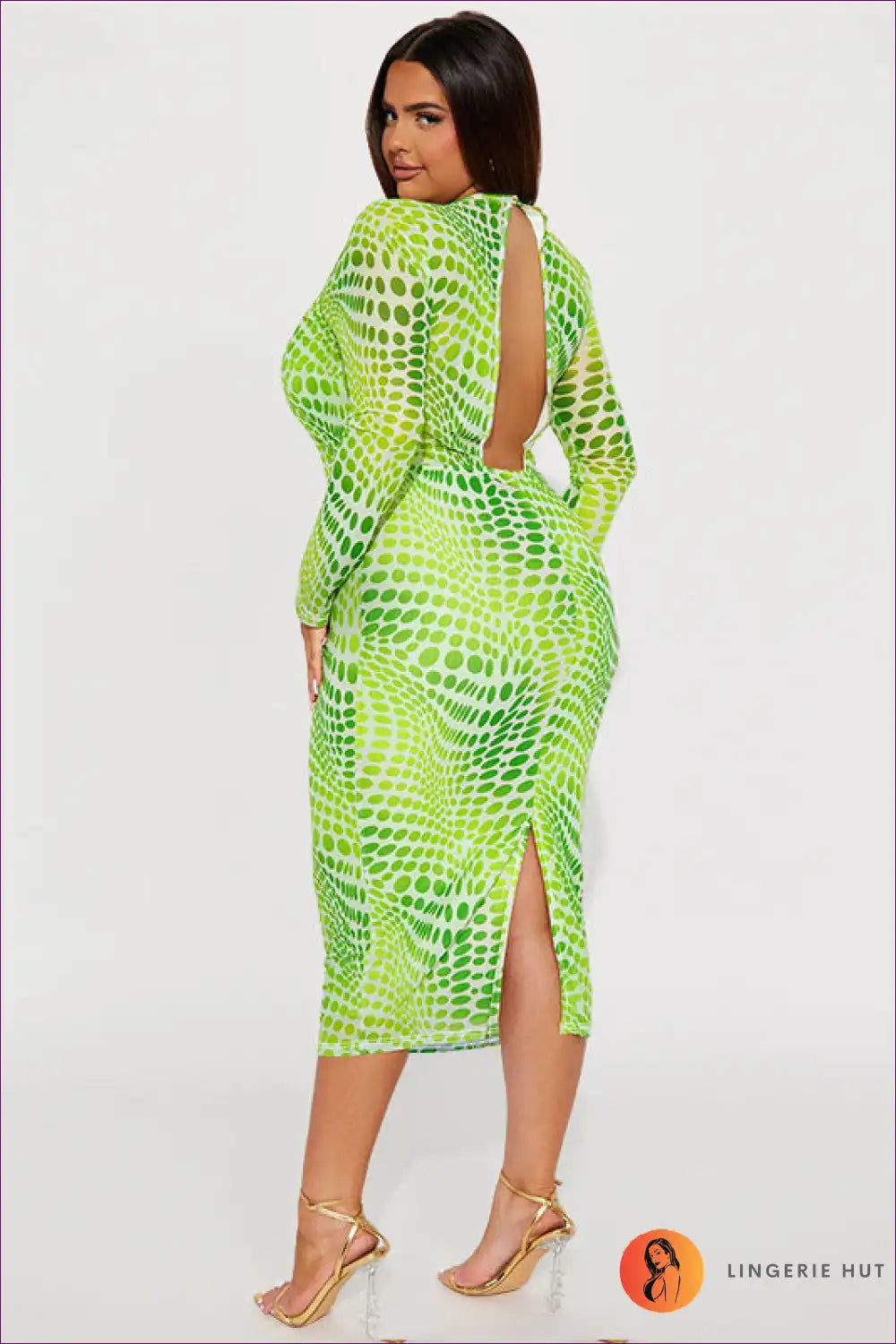 Midi Dress with Optical Print - Contemporary Edge for All Season, Bodycon, Dress, Everyday, Glamour