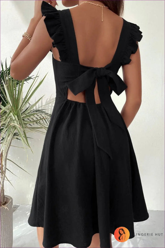 Midi A-line Dress with Ruffle Straps - Effortless Elegance - Dresses - Lingerie Hut - All Season • Casual • Evening Wear