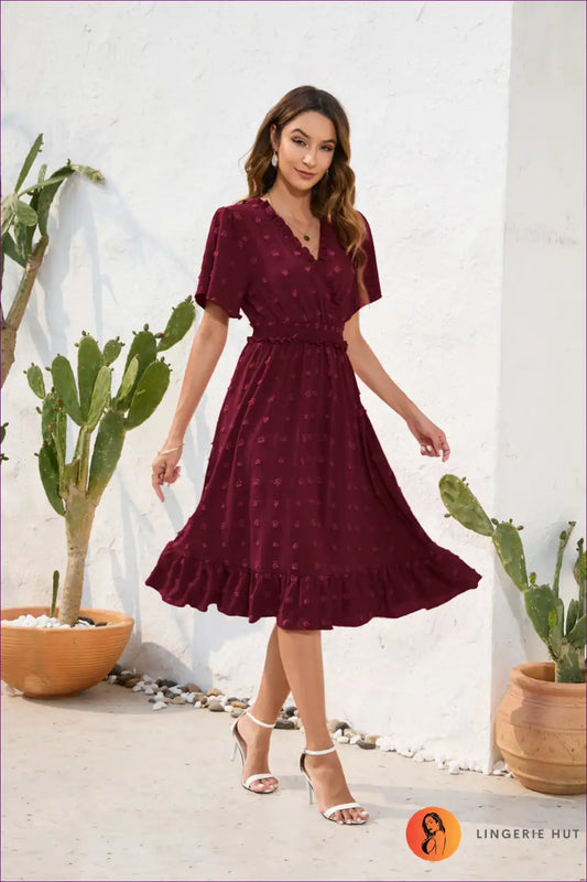 Midi Dress with Smocked Waist - Effortless Elegance for A-line, All Season, Casual, Dress, Everyday