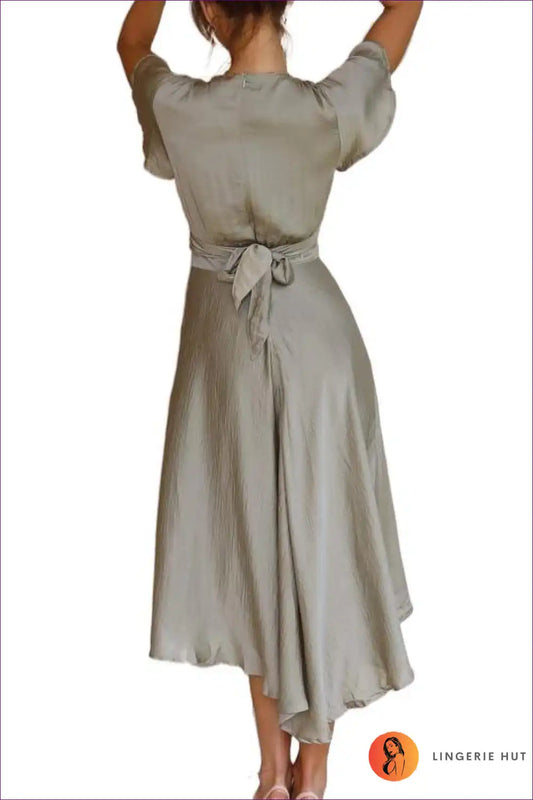 Midi Dress with Twisted Front Detail - Sophisticated Edge for A-line, All Season, Casual, Cutout, Date Night