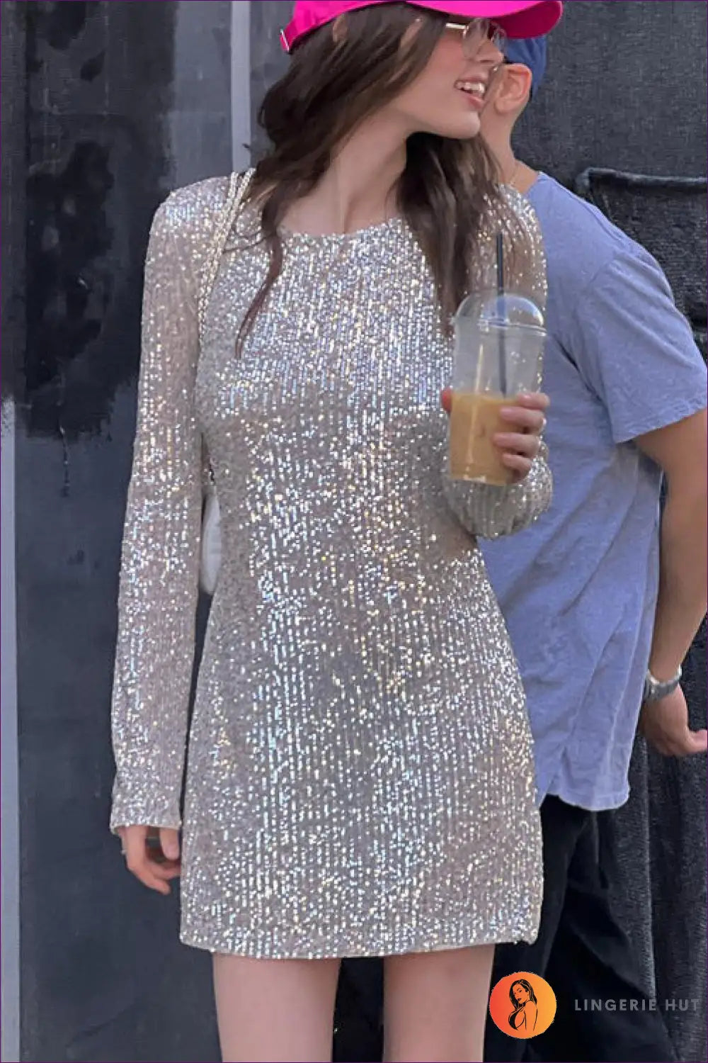 Mini Dress with All-over Sequins - Effortless Party Energy - s / Silver - Dresses - Lingerie Hut - All Season • Bodycon