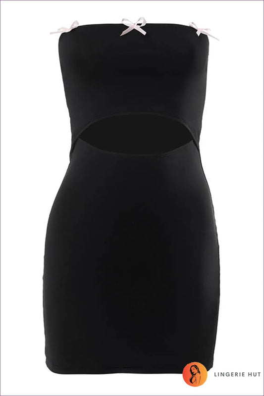 Mini Dress with Bow Details - Playful Sophistication - s / Black - Dresses - Lingerie Hut - All Season • Bodycon