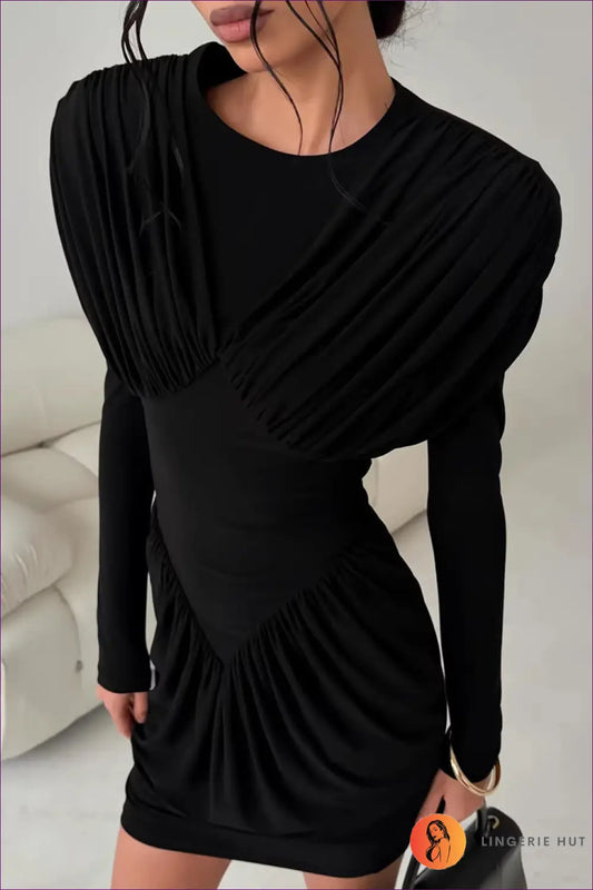 Mini Dress with Draped Detailing - Modern Minimalism - Dresses - Lingerie Hut - All Season • Bodycon • Casual • Date