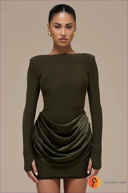 Mini Dress with Draped Side Detail - Effortless Elegance for All Season, Bodycon, Casual, Cutout,