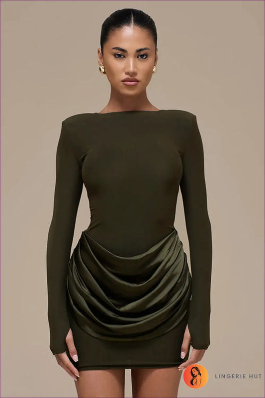 Mini Dress with Draped Side Detail - Effortless Elegance - Dresses - Lingerie Hut - All Season • Bodycon • Casual