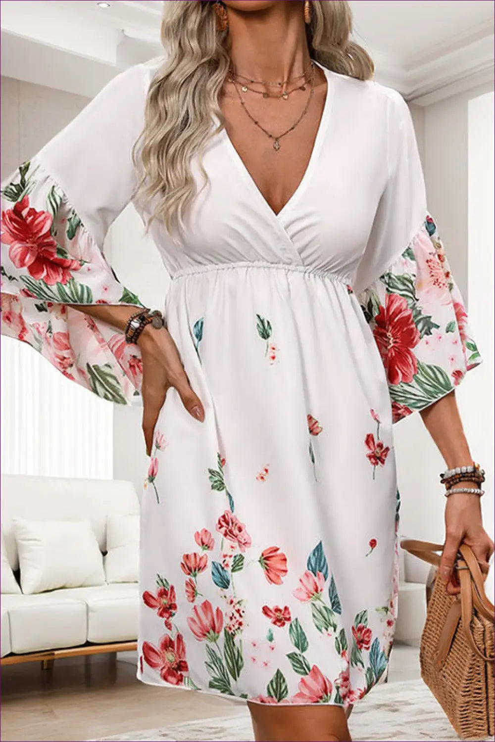 Floral A-line Mini Dress - Effortless Romance - Dresses - Lingerie Hut - Boho • Casual • Chiffon