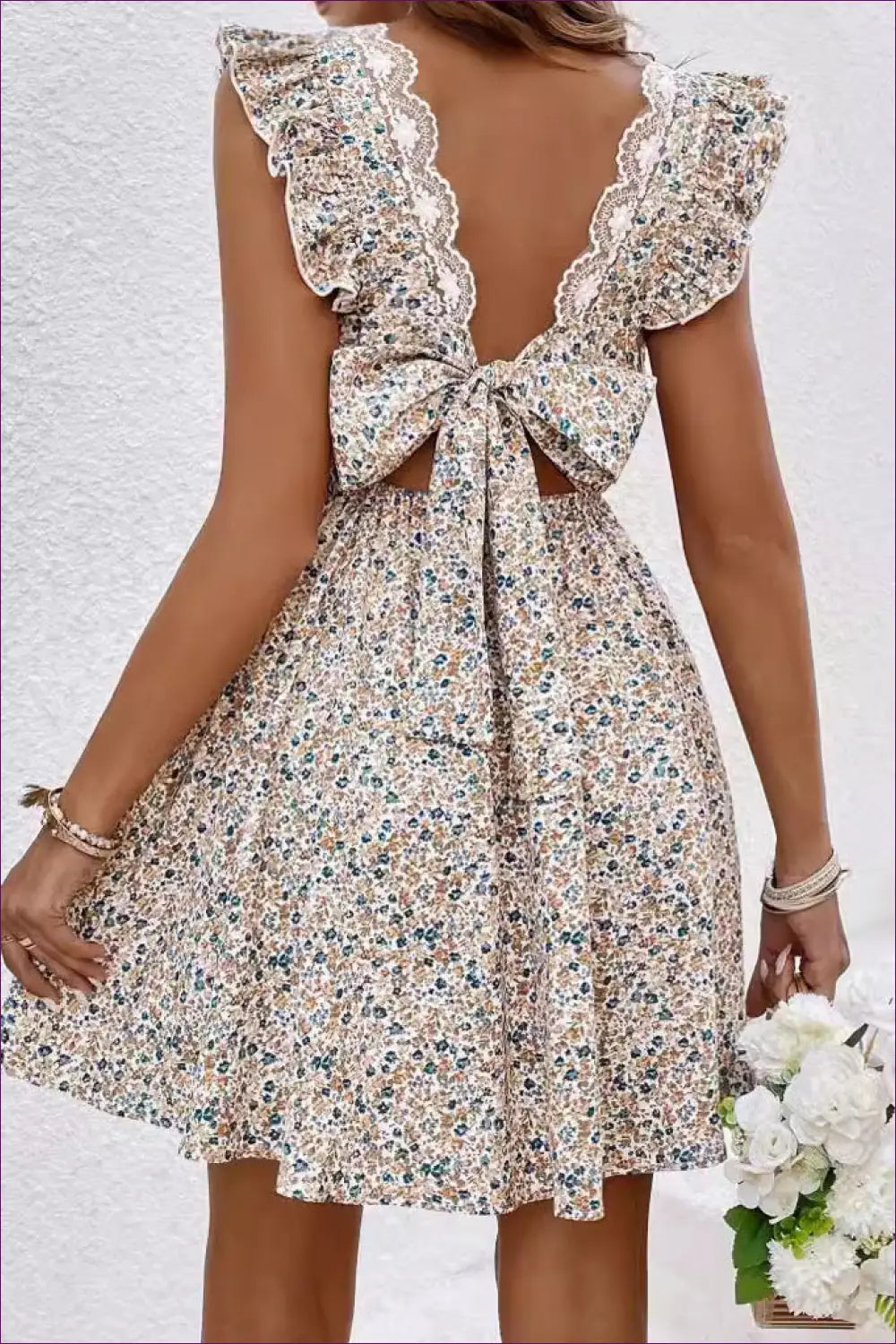 Floral Ruffle Mini Dress - Garden Party Ready - Dresses - Lingerie Hut - A-line • Boho • Casual • Everyday