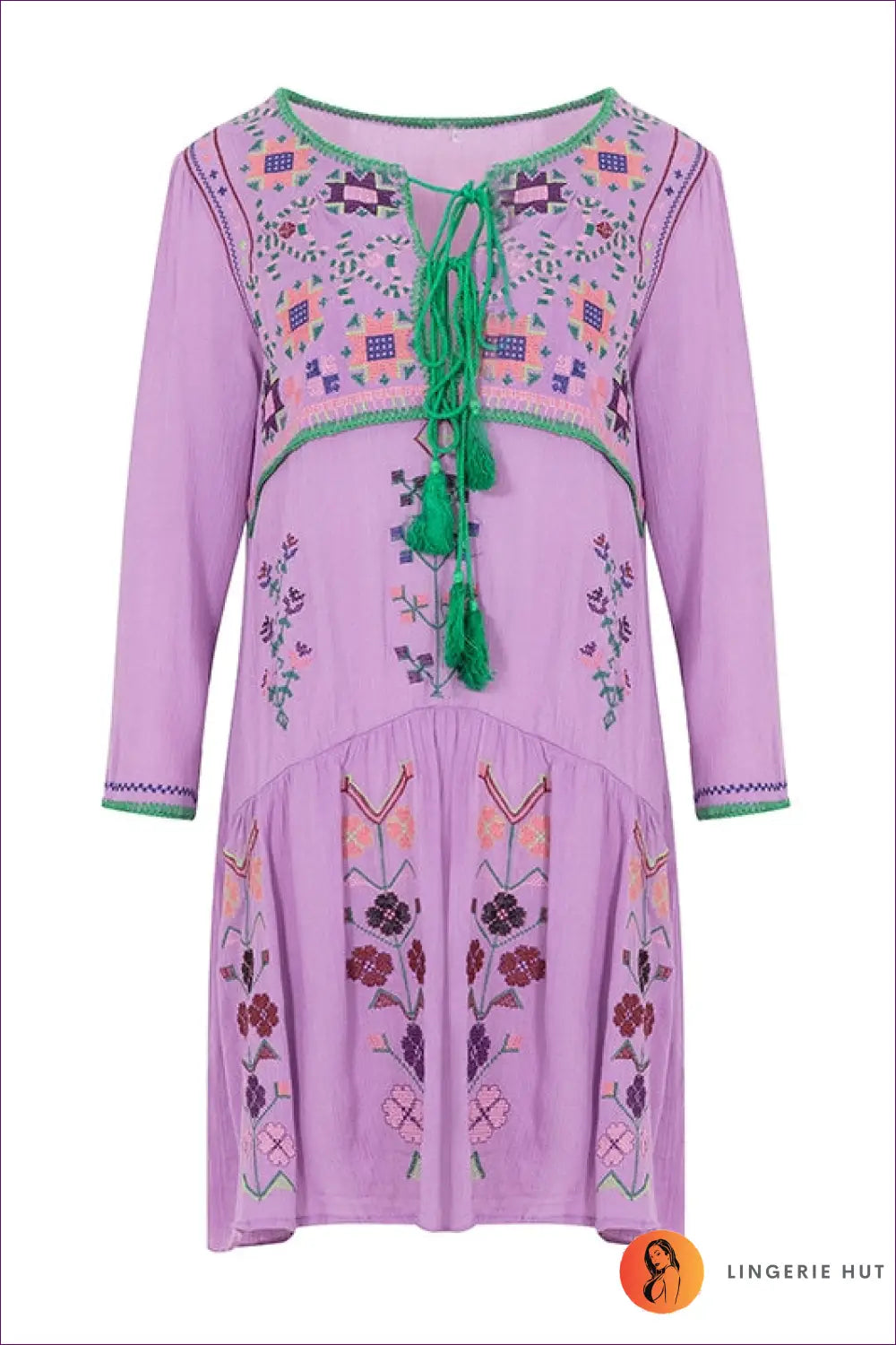 Embroidered Mini Dress A-line - Festival Wanderer Spirit - s / Purple - Dresses - Lingerie Hut - Autumn • Boho • Casual