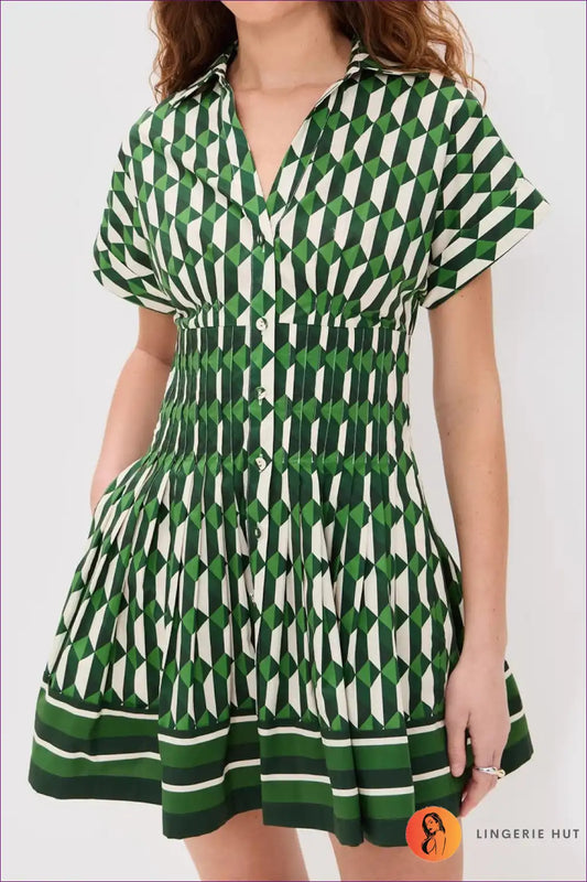 Mini Dress with Geometric Print - Contemporary Edge for Animal, Casual, Cutout, Dress, Everyday