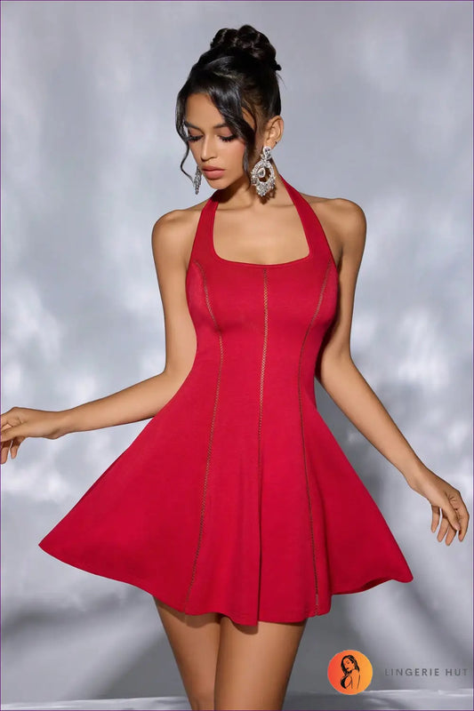 Halter Mini Dress - the one They’ll Ask About - Xs / Red - Dresses - Lingerie Hut - All Season • Backless • Cutout
