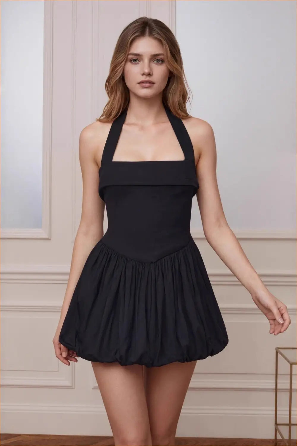 Halter Bubble Hem Mini Dress - Bold but Wearable - Dresses - All Season • Backless • Date Night • Glamour - Lingerie Hut