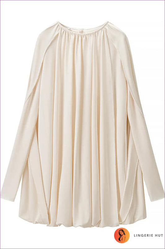 Pleated Mini Dress with Long Sleeves - Effortless Elegance - Dresses - All Season • Casual • Date Night • Evening Wear