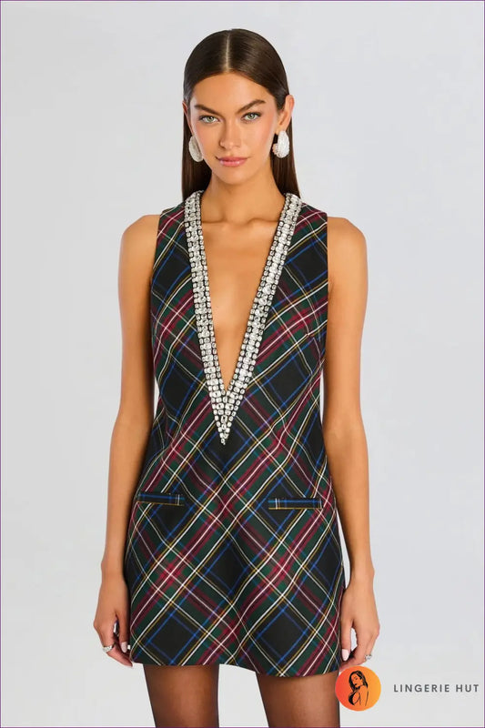 Mini Dress with Rhinestone Trim - Playful Party Attitude - s / Blue - Dresses - Lingerie Hut - Bodycon • Clubwear