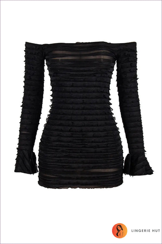 Ruched Sleeve Mini Dress - Effortless Evening Glamour - s / Black - Dresses - Lingerie Hut - All Season • Backless