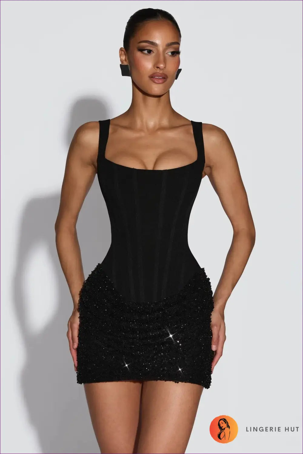 Sequin Mini Dress Bodycon - Made for Nights out - s / Black - Dresses - Lingerie Hut - All Season • Date Night