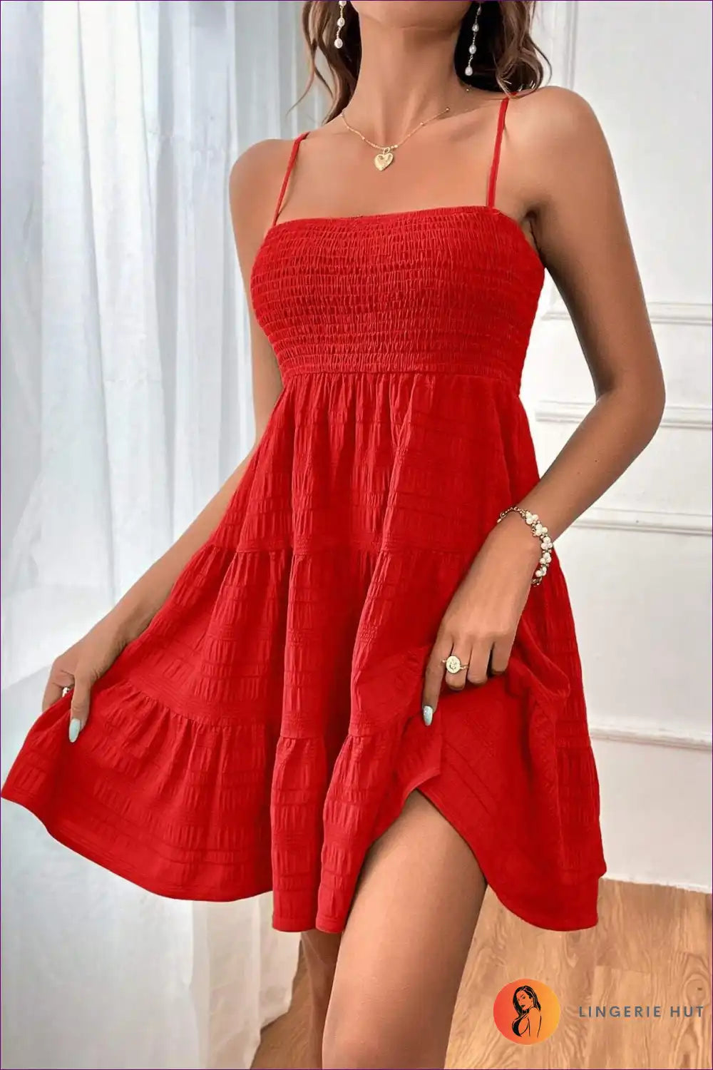 Mini Dress with Smocked Bodice - Sunday Morning Ritual for A-line, Boho, Casual, Cotton,