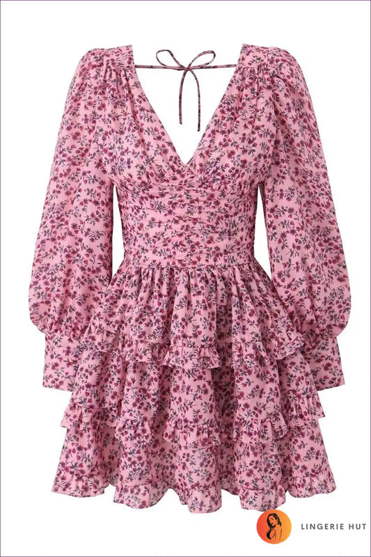 Mini Dress with Tiered Ruffles - Romantic Evenings for A-line, All Season, Casual, Date Night,